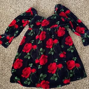 Janie and Jack Floral Kids red rose Dress - Red and Navy